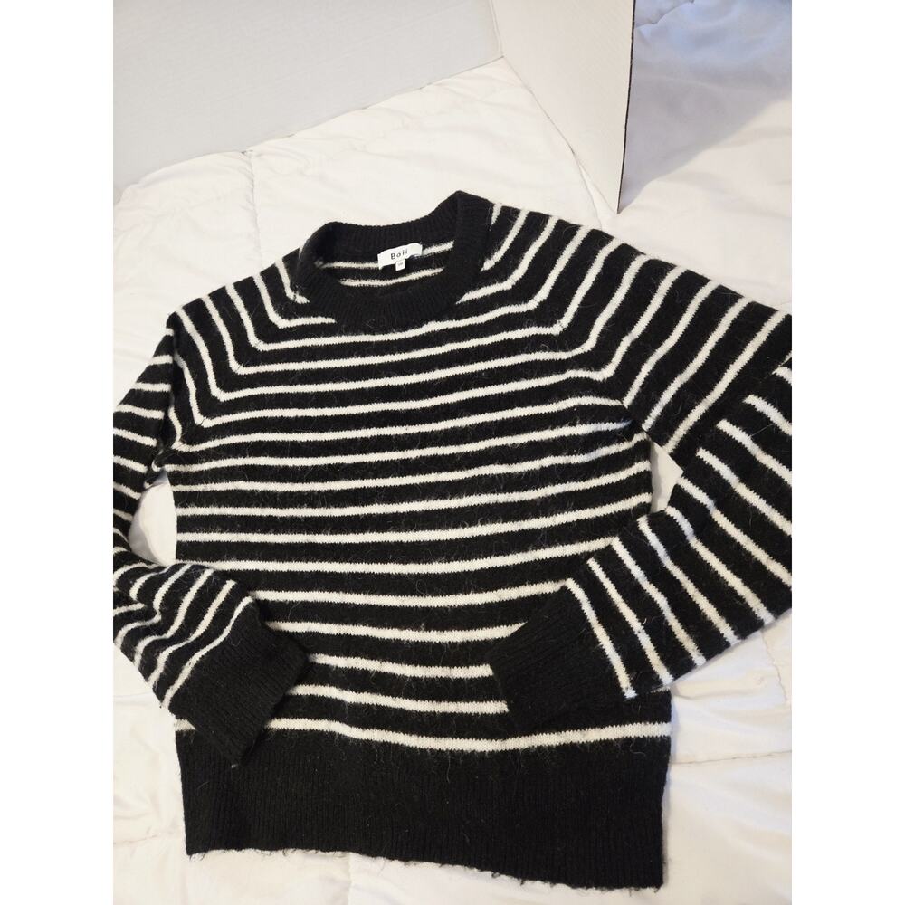 BOII Alpaca Wool Blend S M Sweater Stripes Black White Knit Preppy Fairy